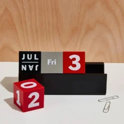 Perpetual Cubes Calendar - Red / Grey / Black