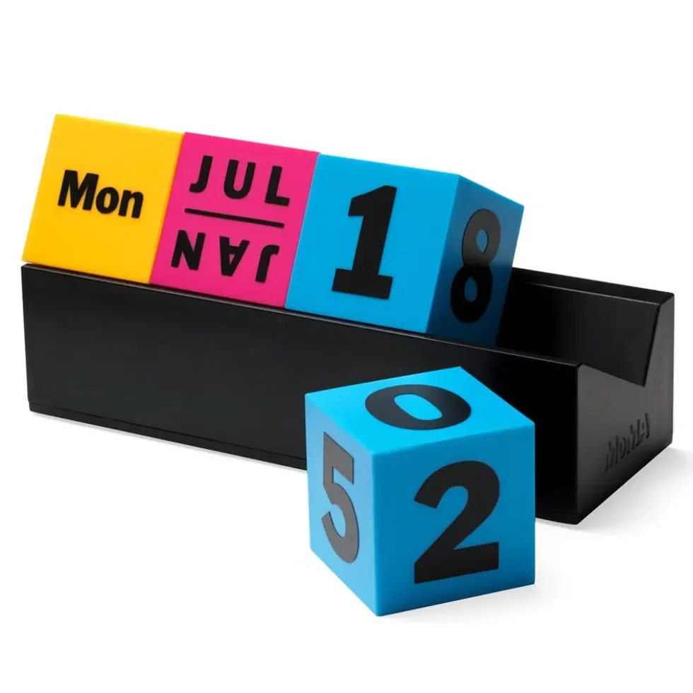 Perpetual Cubes Calendar - Yellow / Pink / Blue