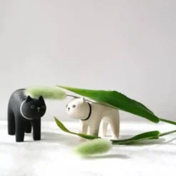 Pole Pole Wooden Animal Black Cat