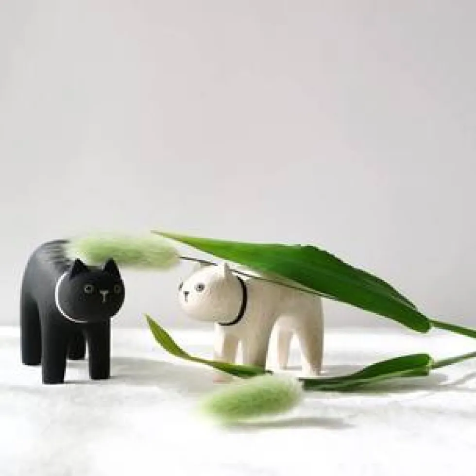 Pole Pole Wooden Animal Black Cat