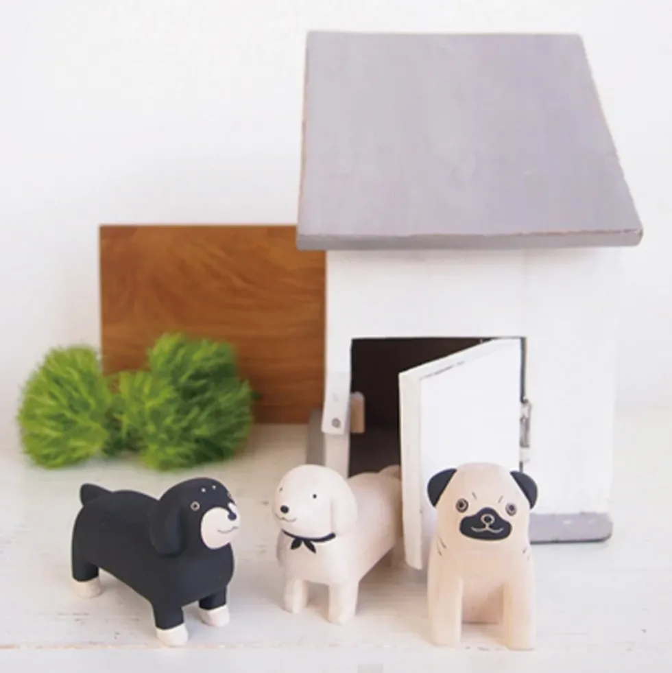 Pole Pole Wooden Animal Dachshund White