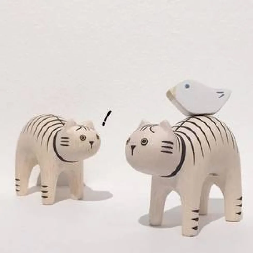 Pole Pole Wooden Animal Tiger Cat