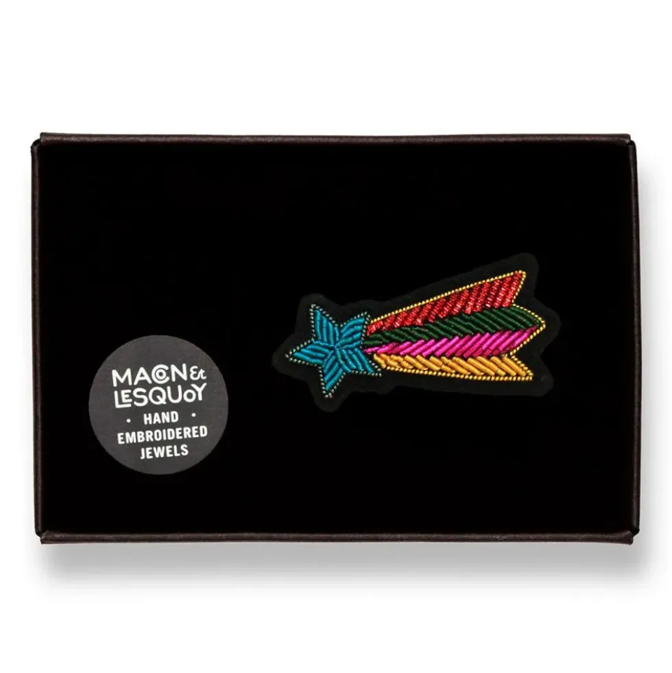 Rainbow Shooting Star Embroidered Brooch