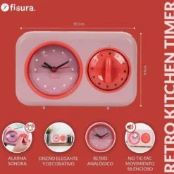 Retro Kitchen Timer - Pink