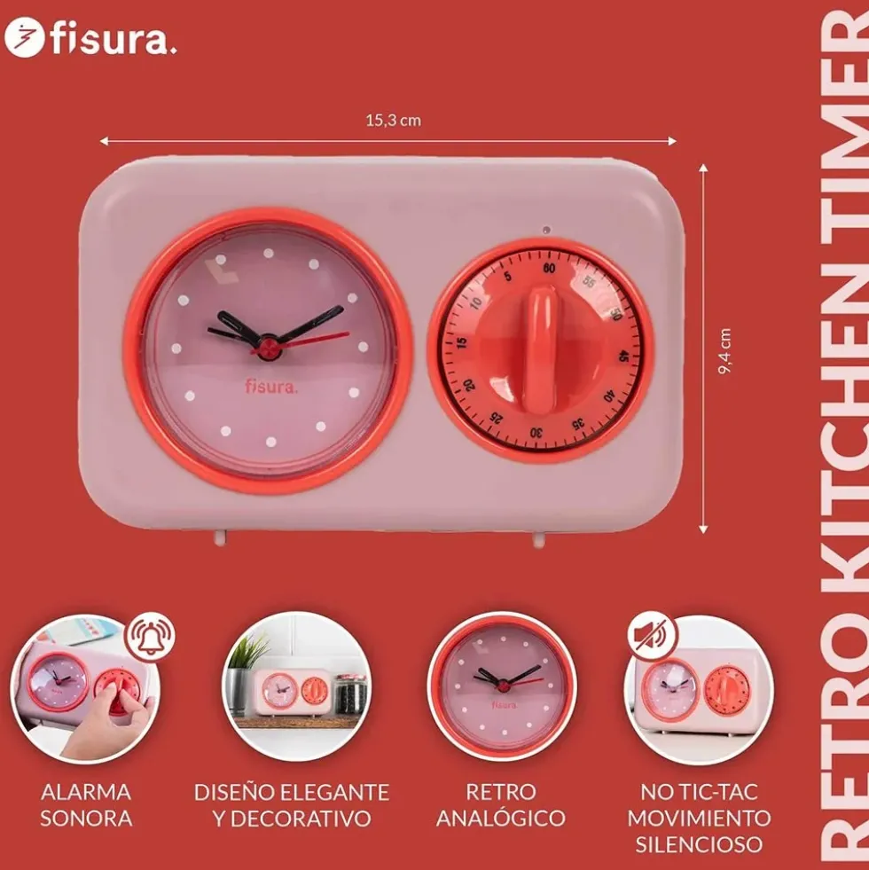 Retro Kitchen Timer - Pink