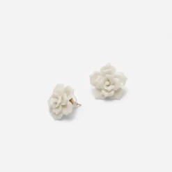 Rose Earrings White
