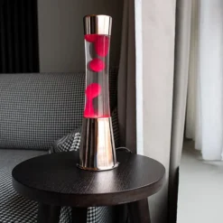 Rose Gold Lava Lamp with Clear Liquid and Magenta Lava