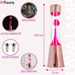 Rose Gold Lava Lamp with Clear Liquid and Magenta Lava