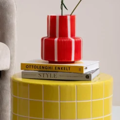 Side Table Retro Tiles Low Citrine Yellow