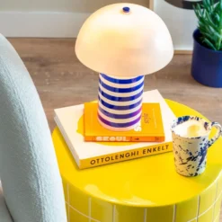 Side Table Retro Tiles Low Citrine Yellow