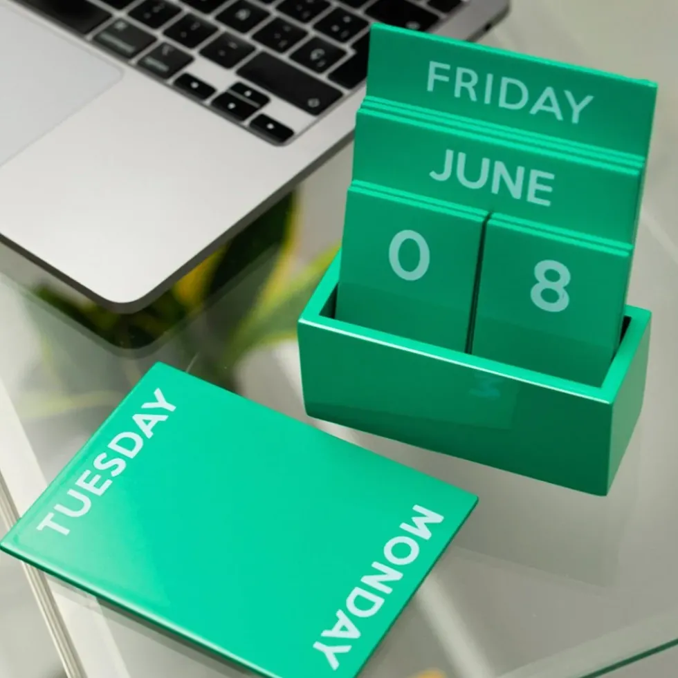Small Full Color Glossy Green Perpetual Calendar