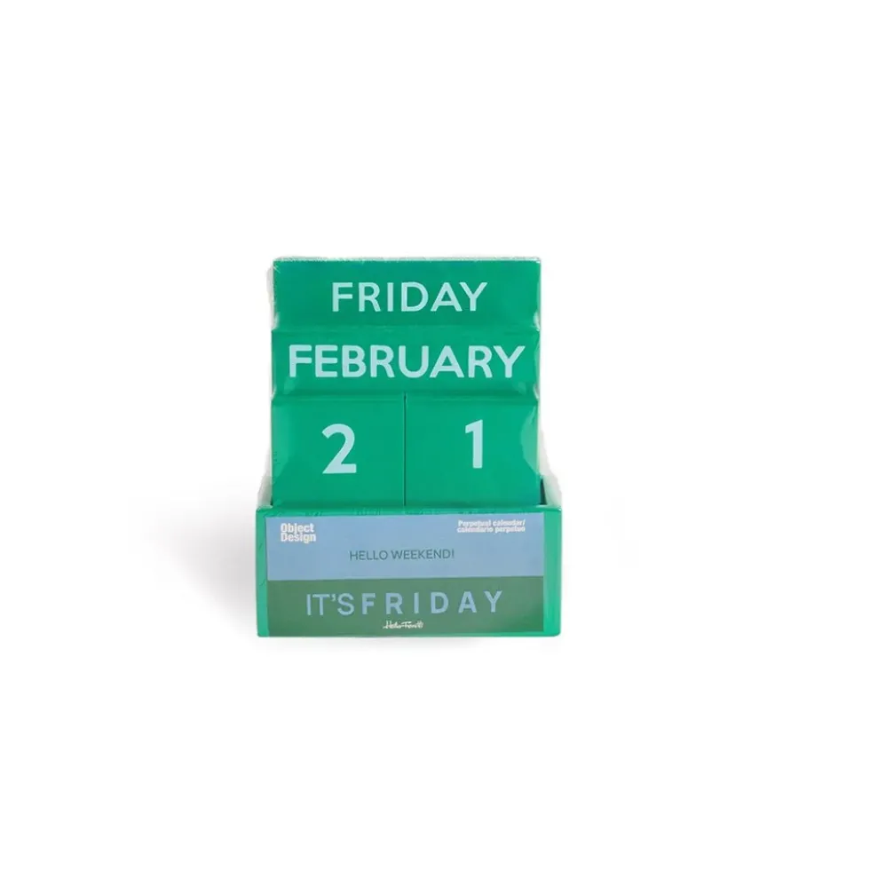 Small Full Color Glossy Green Perpetual Calendar
