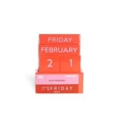 Small Full Color Glossy Red Perpetual Calendar