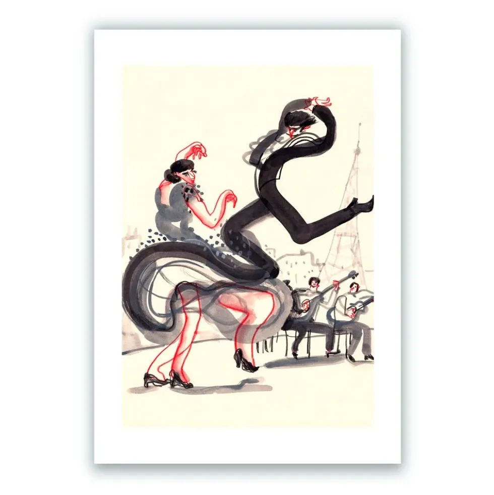Spanish Flamenco - Black Giclée Print