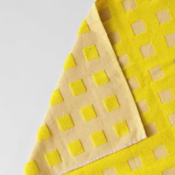 Squares Oat Yellow Cotton Tea Towel