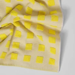 Squares Oat Yellow Cotton Tea Towel