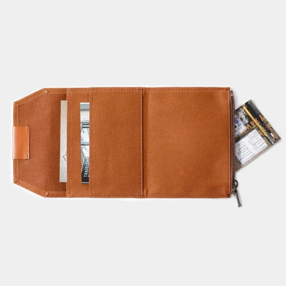 TF Passport Size Cotton Zipper Case Brown - Passport Size