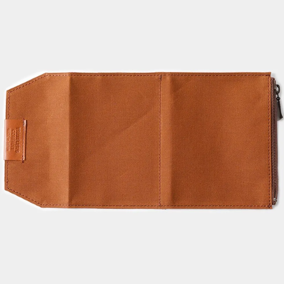 TF Passport Size Cotton Zipper Case Brown - Passport Size