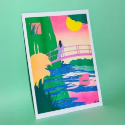 The Water Lily Pond, Symphony in Rose (Claude Monet) Risography A3