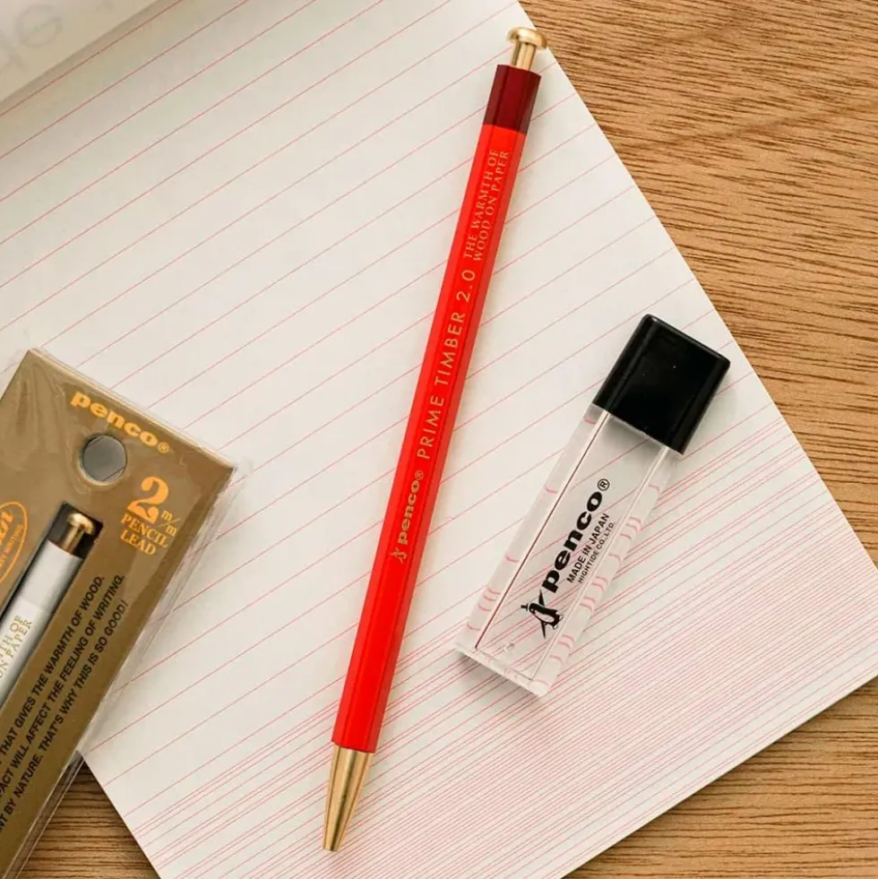 Timber Brass Pencil Red