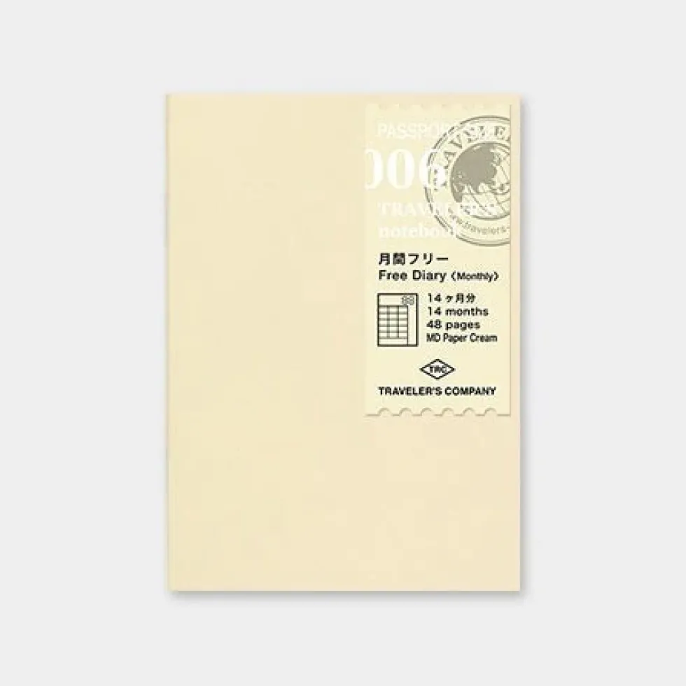 TRAVELER'S notebook Recambio 006 Diario Libre por Meses - Tamaño Pasaporte