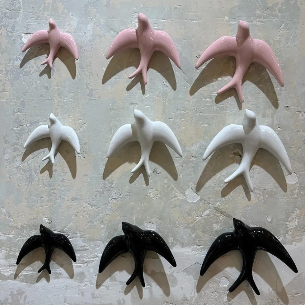 Trio of Light Pink Swallows