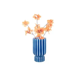 Vase Rayado Retro Large Cobalt Blue