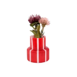 Vase Rayado Retro Wide Bright Scarlet Red