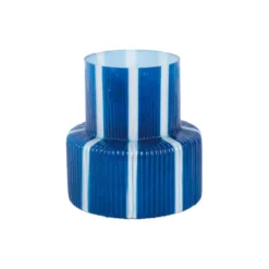 Vase Rayado Retro Wide Cobalt Blue