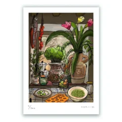 Ventana de la Cocina con Flores Fine Art Print