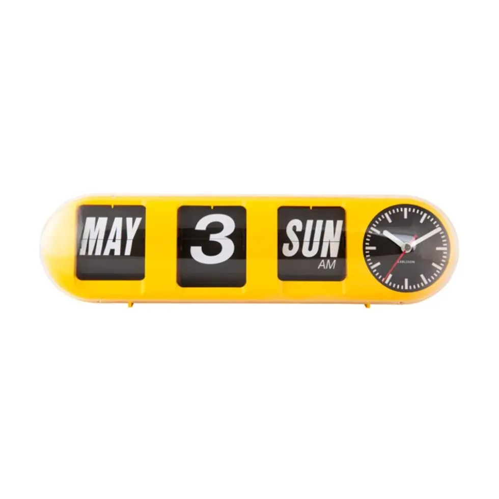 Wall Clock Tube Flip Bright Yellow