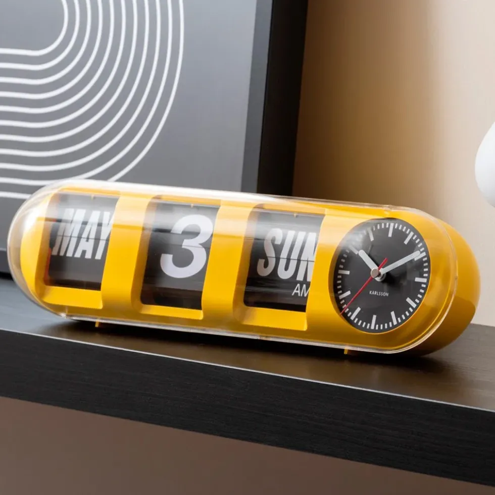 Wall Clock Tube Flip Bright Yellow