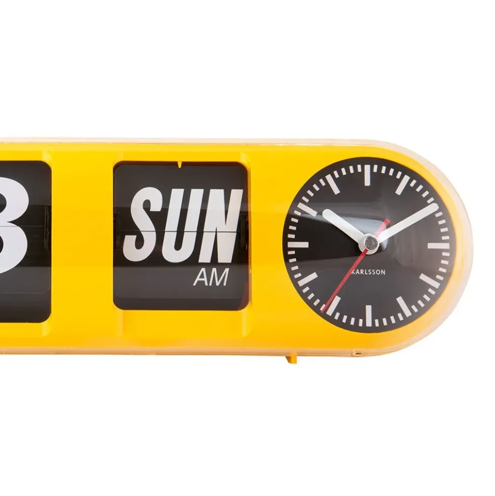 Wall Clock Tube Flip Bright Yellow