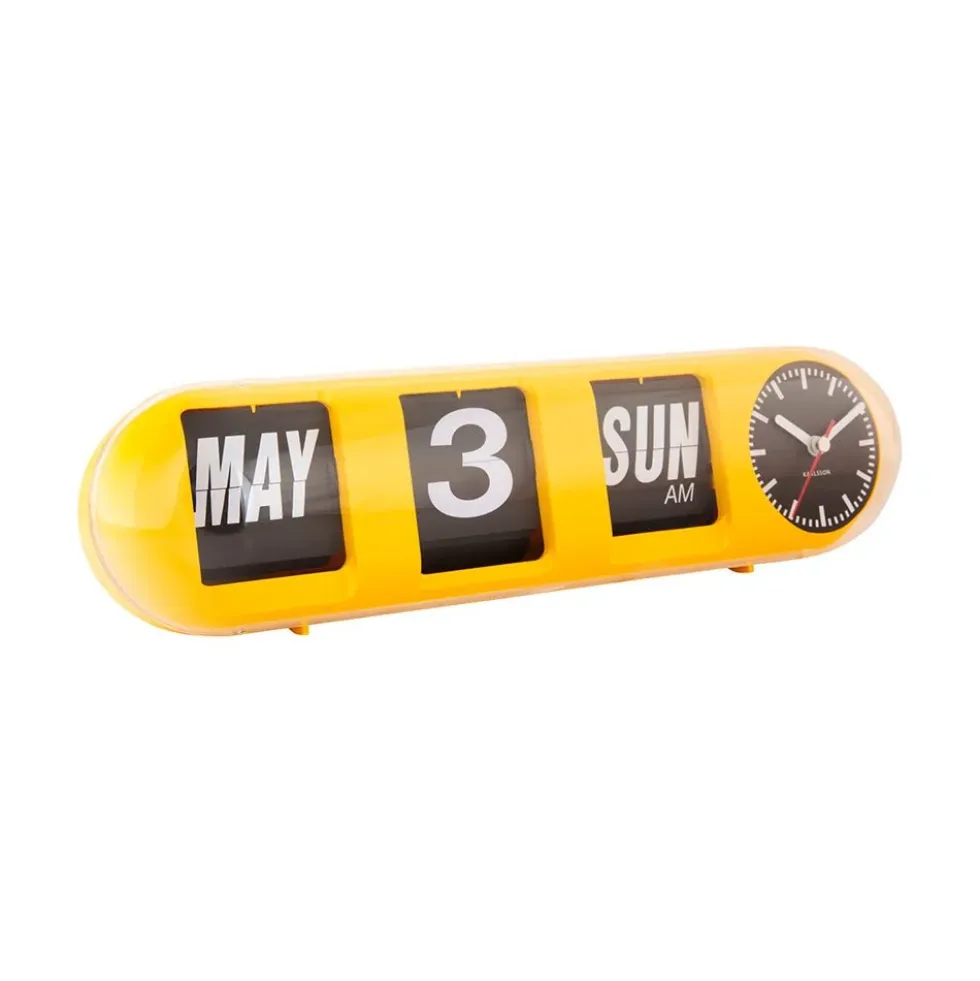 Wall Clock Tube Flip Bright Yellow
