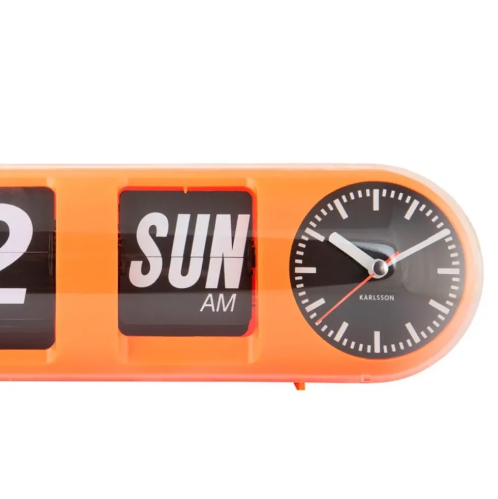 Wall Clock Tube Flip Orange