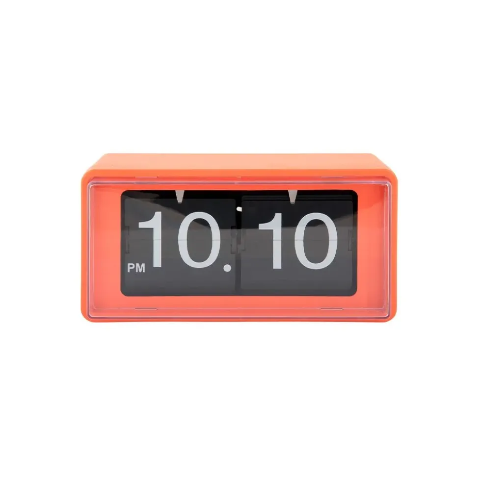 Wall Table Clock Retro Boxed Flip Jungle Orange